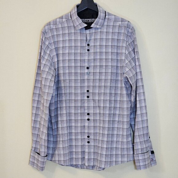 John Lennon Shirt Mens M Plaid Button Up LS Embroidery Hippie Boho Velvet Artsy - Picture 1 of 16